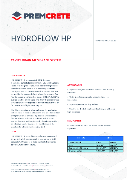 Hydroflow HP Technical Data Sheet 2025