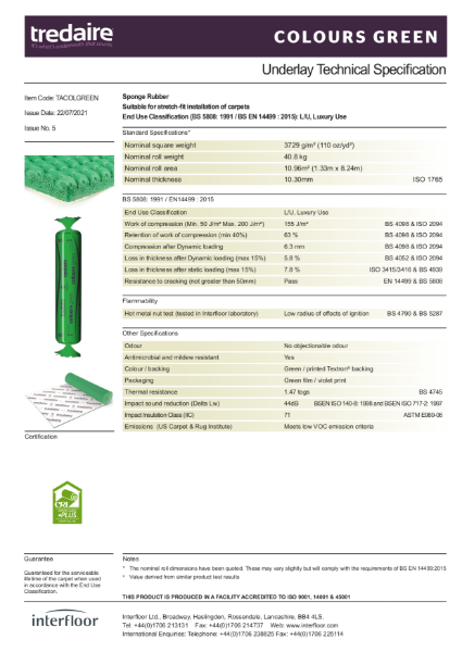 Colours Green Specification