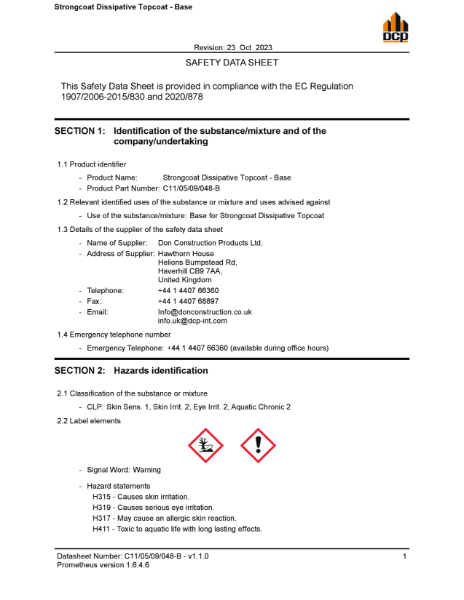 Strongcoat Dissipative Topcoat - Base SDS