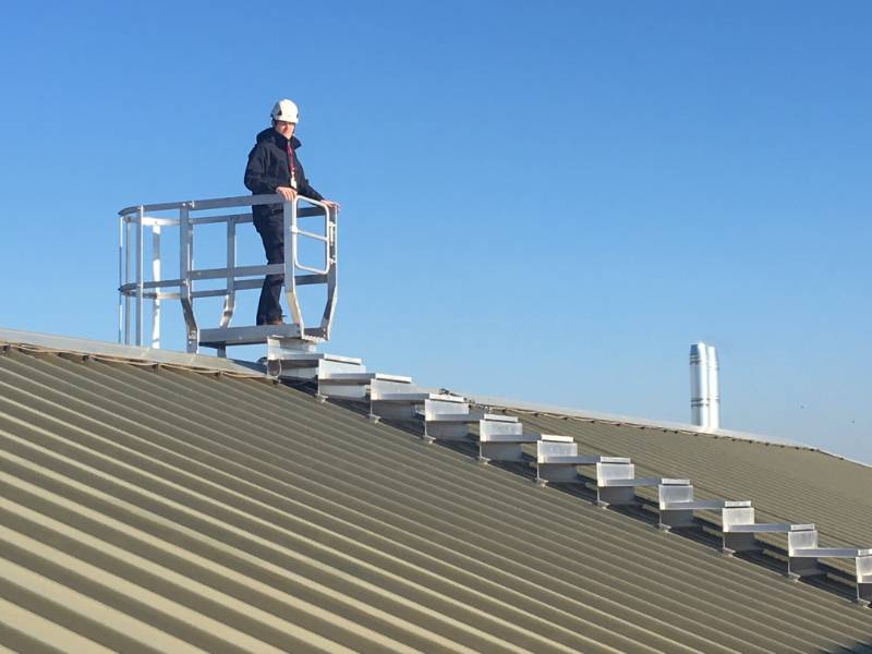 Permanently fixed roof ladder system – Ascent Aluminium Roof Steps ; Sheffield Aerospace Manufacturers.