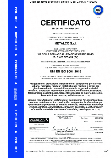 Metalco - ISO 9001:2015 (07.2025)