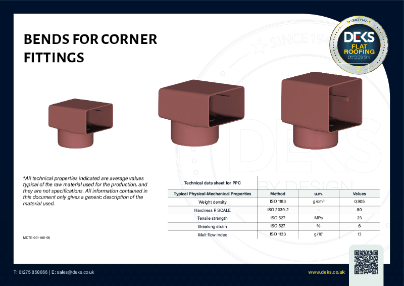 Parapet bend - Material Spec - EPDM / TPO / PVC / TPE