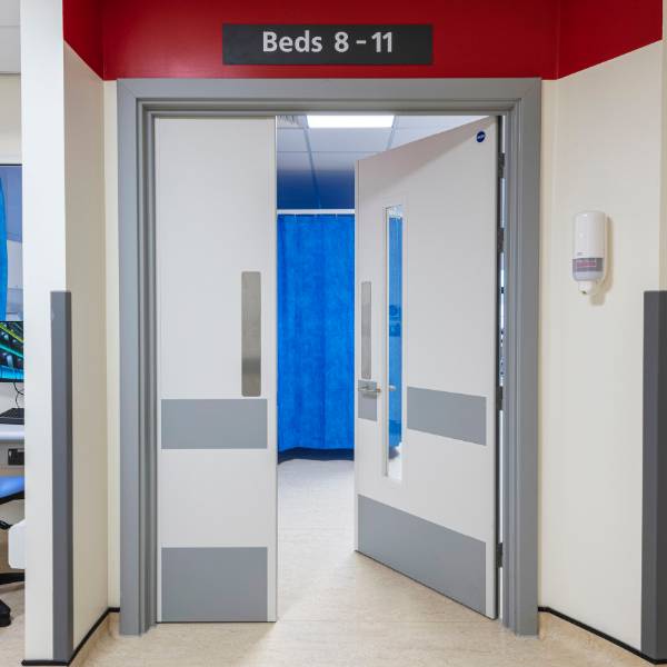 Unequal Pair of Fire Doors | Healthcare Range - Timber Doorsets 