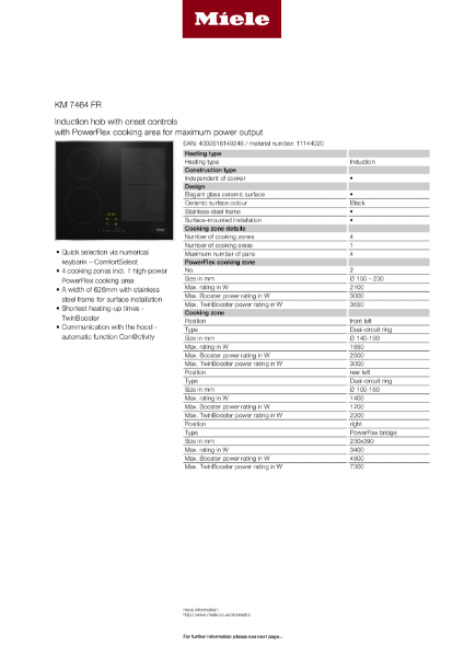 KM 7464 FR Product Data Sheet