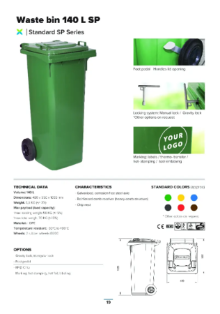 Waste Bin 140L SP - Produktblad