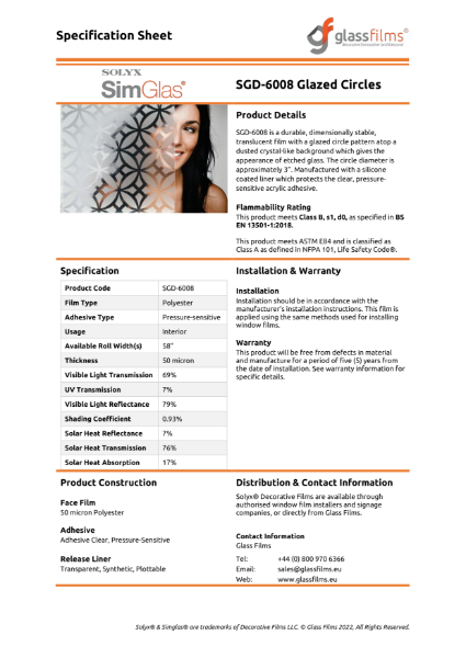 SGD-6008 Glazed Circles Specification Sheet