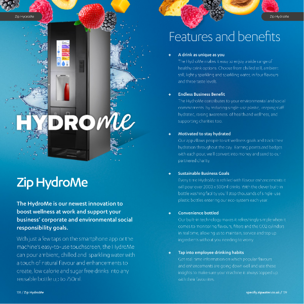 HydroMe Floorstanding Flavoured Water Dispenser | Zip Water | NBS BIM ...