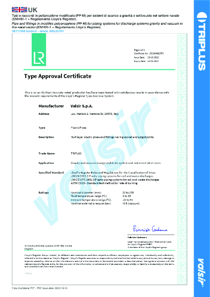 Triplus Lloyd's Register EN 1451