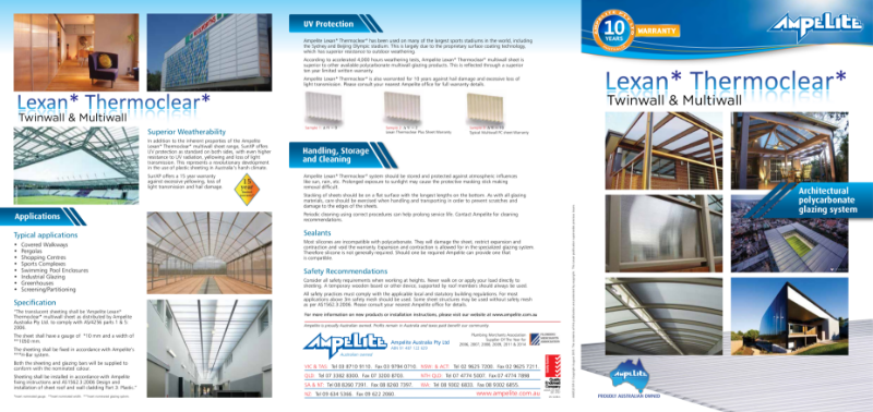 Lexan Thermoclear - architectural polycarbonate glazing system for Twinwall & Multiwall