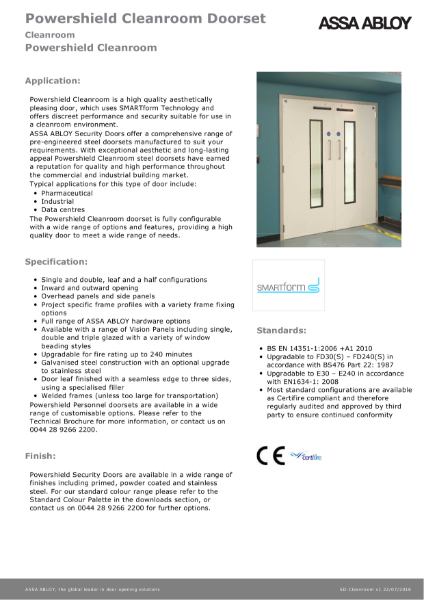 Powershield Cleanroom Doorset