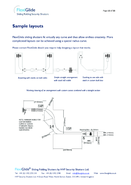 Flexiglide sliding folding shutter - sample layout