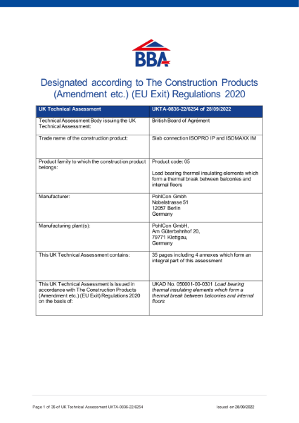 UK Technical Assessment i Isopro and Isomaxx Thermal Break