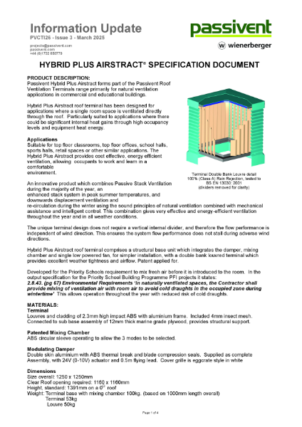 Passivent Specification Document - Hybrid Airstract Roof Terminal