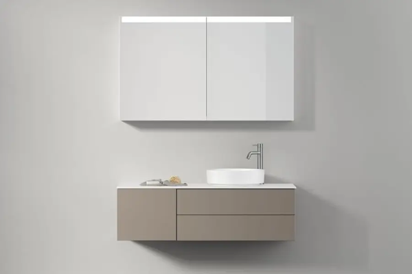 Servantskap Air Solid Med Benkeplate og Rund Servant
