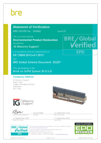 B.O.S.S. - Environmental Product Declaration - September 2022