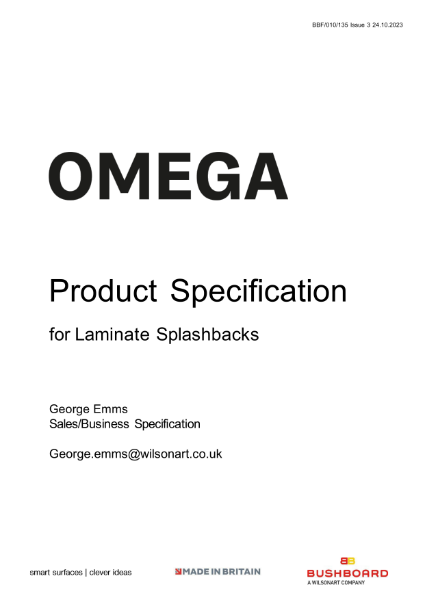 Omega Splashback Technical Data Sheet