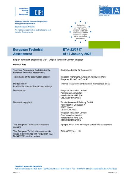 European Technical Assessment - Kingspan AlphaCore Pure