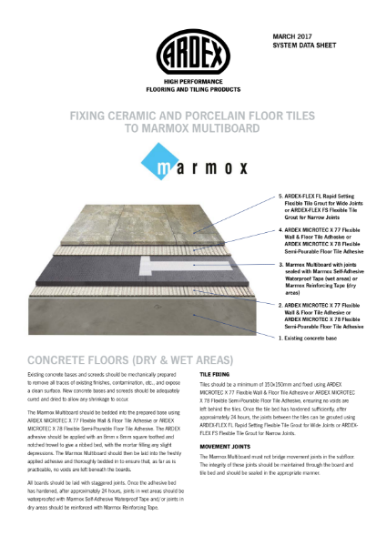 Fixing Ceramic and Porcelain Floor Tiles to Marmox Multiboard