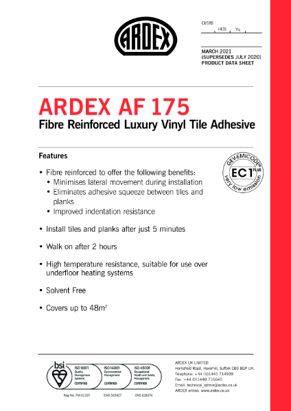 ARDEX AF 175 Datasheet