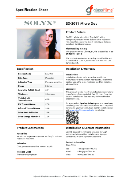 SX-2011 Micro Dot – Product Data Sheet