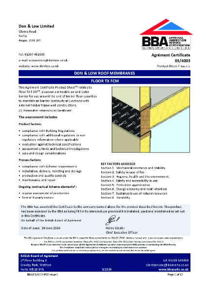 03-4003 Floor TX FCM BBA Certificate Issue 1