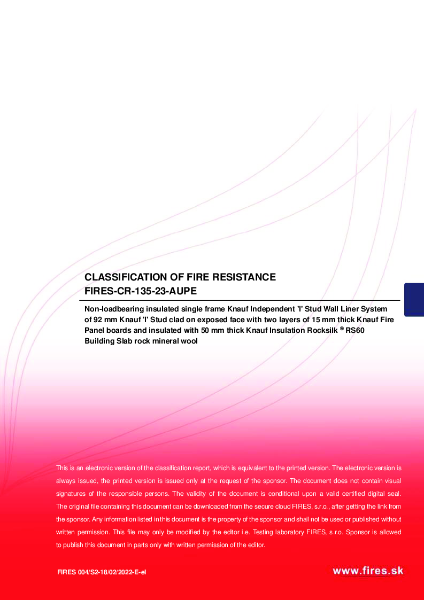 Fire Classification Report - ISL-I-92-090-070-6-2x15-FP-50 - FCR