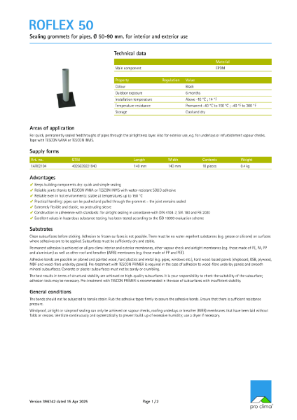 Roflex 50 Technical Datasheet