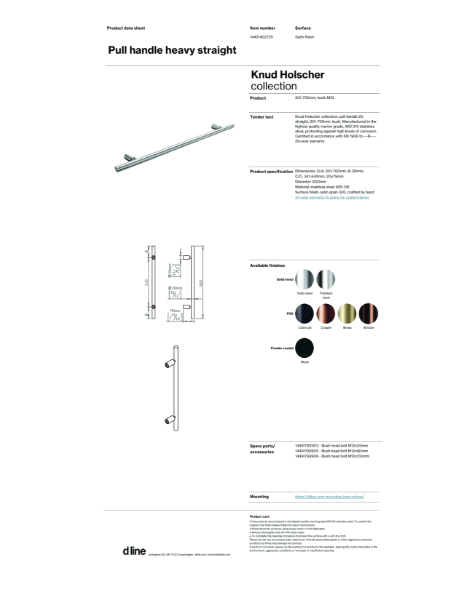 Pull handle heavy straight (data sheet)