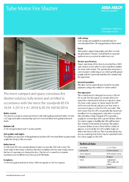 ASSA ABLOY Enhanced Insulated Roller Shutter Product Leaflet