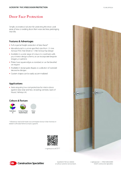 CS Acrovyn PVC-Free Door Face Protection_Product Sheet (01.24)