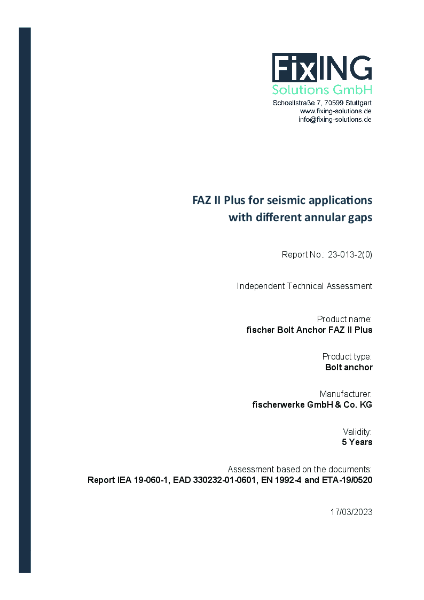 FAZII-Plus Seismic applications with different annular gap