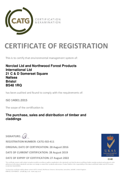 Certificate of Registration ISO14001