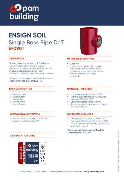 EF090T - Single Boss Pipe
