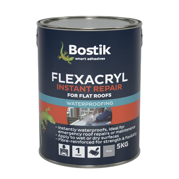Bostik Flexacryl Instant Repair for Flat Roofs.