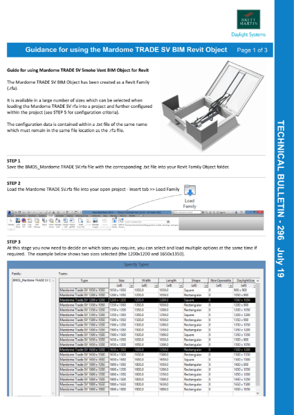 AOV Smoke Vent guidance for using Revit object