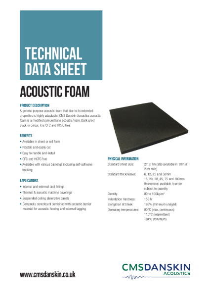 PolyUrethane Non-Flammable Acoustic Foam - Technical Data Sheet