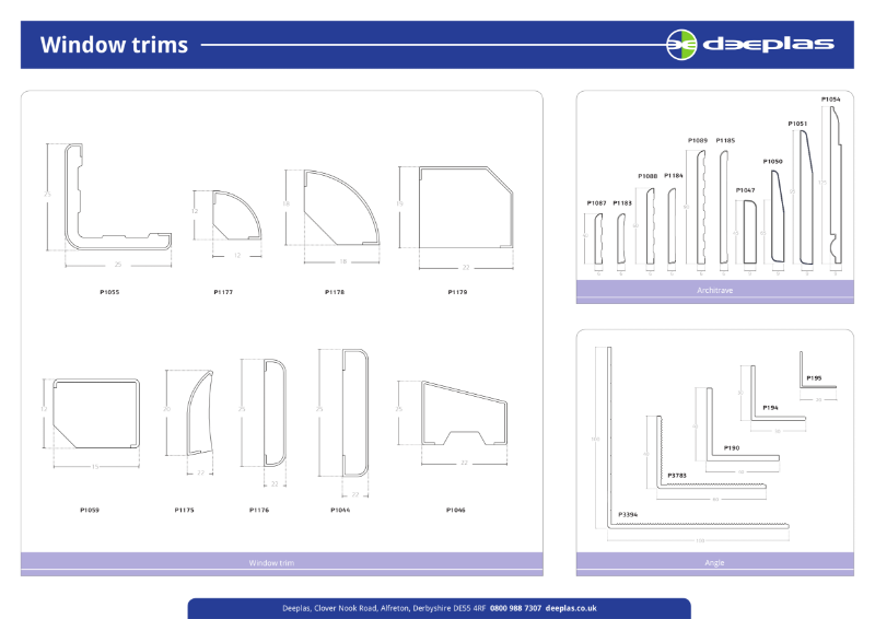 Window Trims Product Chart