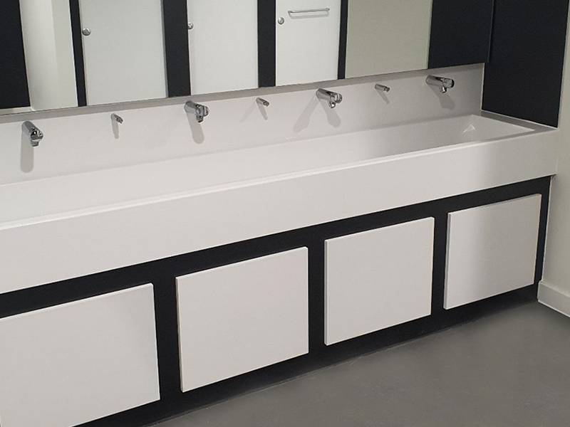 Solid Surface Flat Bottomed Wash Trough No Tap Deck