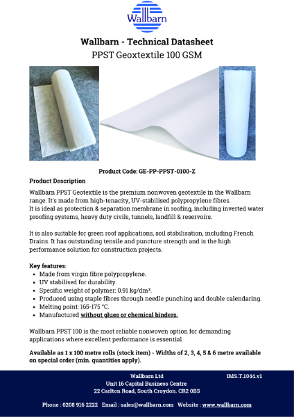 Datasheet - Geotextile PPST 100GSM