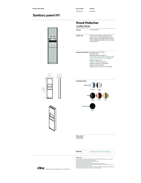 Sanitary panel HY (data sheet)