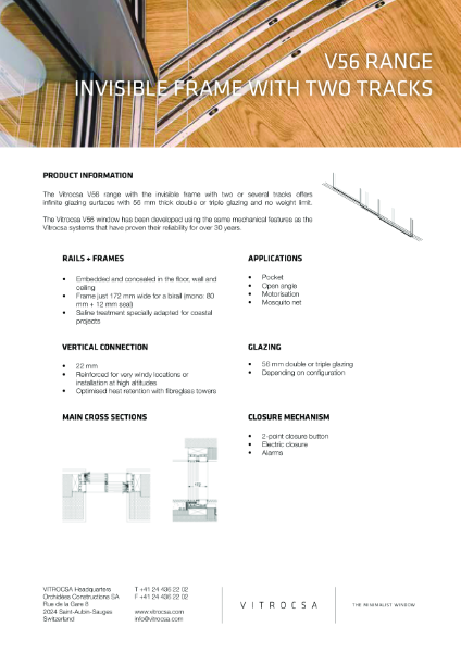 Vitrocsa V56 RANGE Invisible Frame Window System Data Sheet
