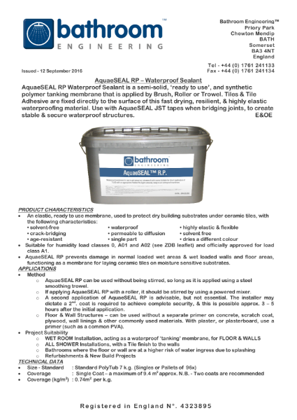 Waterproof Membrane AquaeSeal R.P.