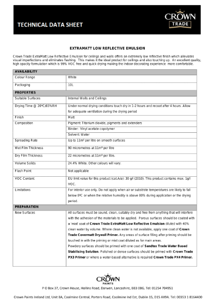 Crown Trade ExtraMatt Low Reflective Emulsion