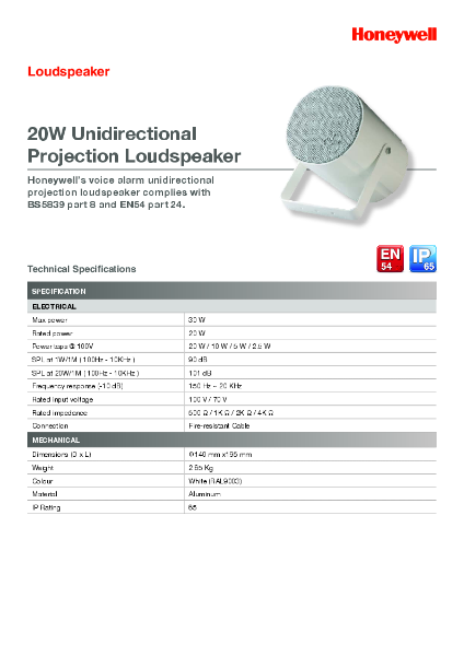 582479 20 Watt Column Loudspeaker EN54-24