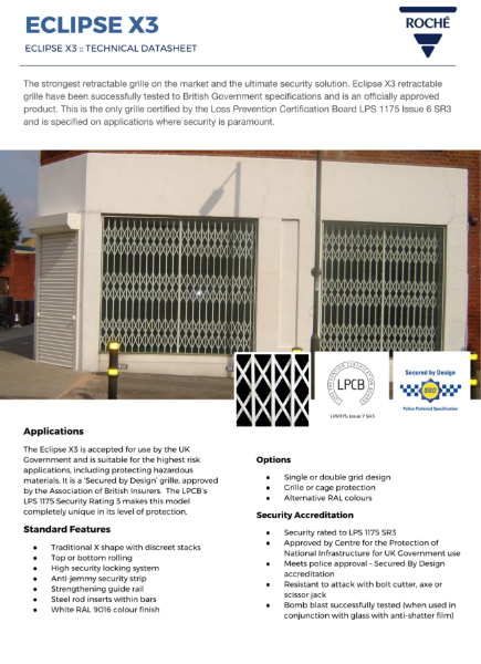 Eclipse X3 Security Grille Datasheet