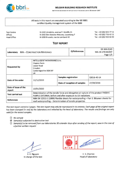 BBRI Tensile and Elongation report