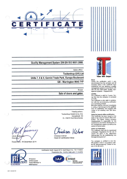 EN ISO 9001: 2008 Certificate