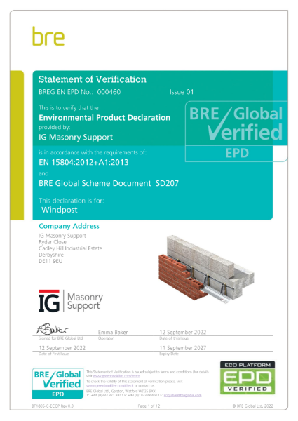 Windpost - BRE Environmental Product Declaration