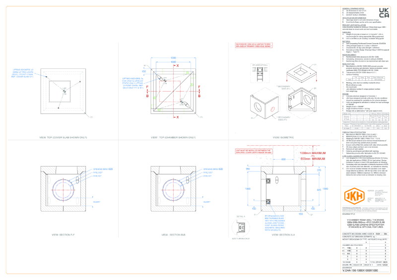 V Chamber 150mm Thick Walls Range Drawings - C250 loading
