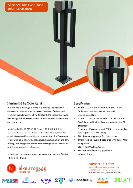 Slimline E-Bike Cycle Stand Information Sheet